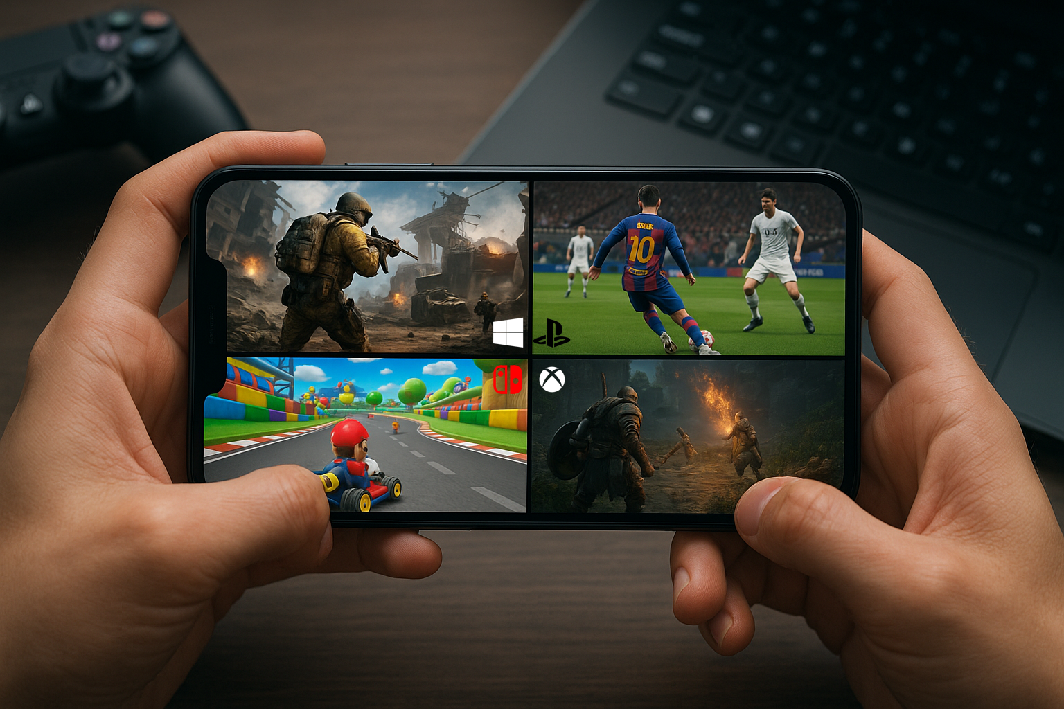 Multiple games running on mobile device - PC, PlayStation, Nintendo and Xbox games